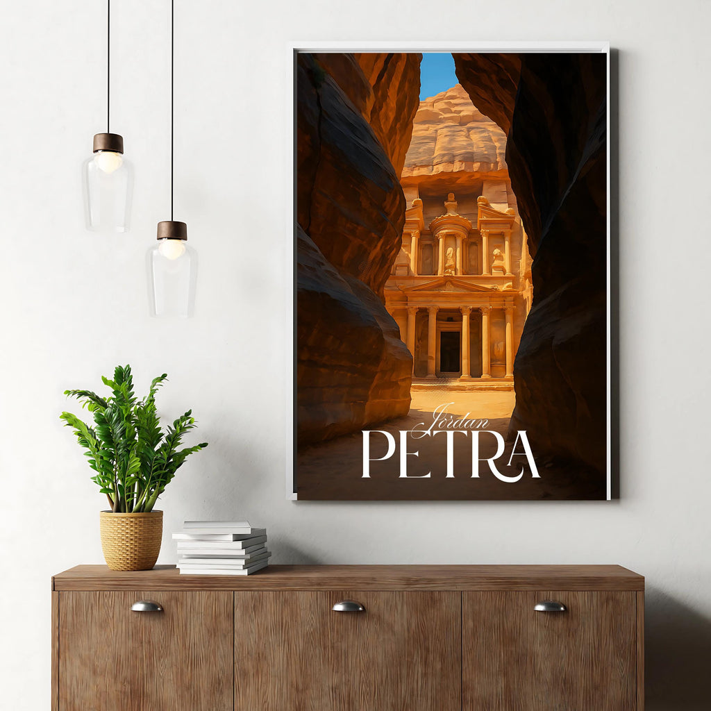 Affiche voyage - Petra, Jordanie, Moyen Orient, Unesco - art moderne, impression, poster