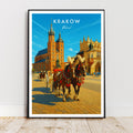 Affiche voyage - Cracovie, Pologne, Europe, Vielle Ville - art moderne, impression, poster