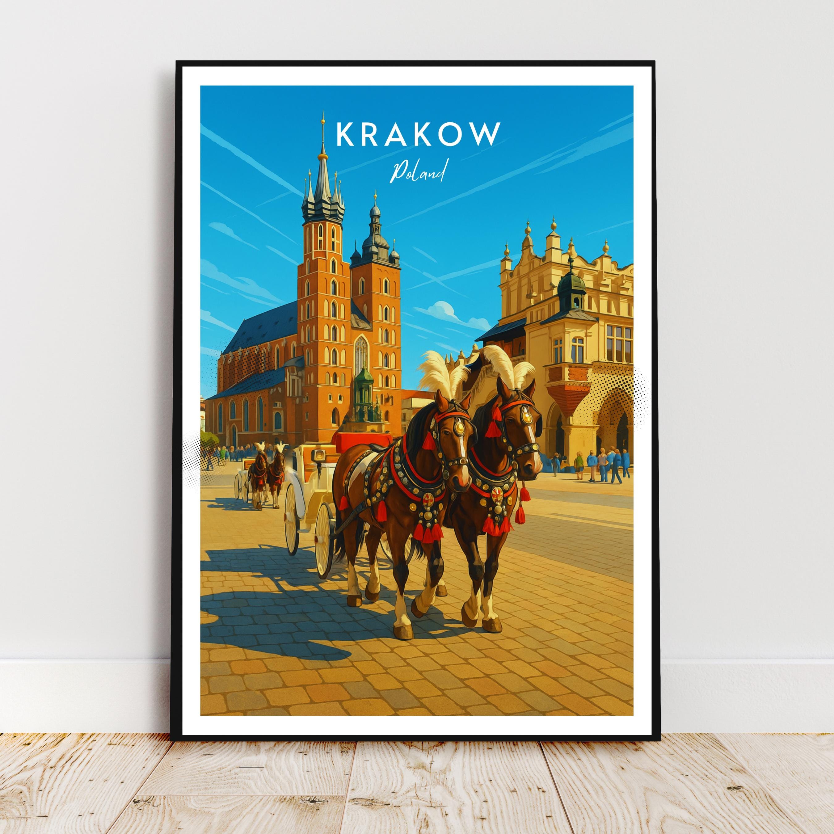 Affiche voyage - Cracovie, Pologne, Europe, Vielle Ville - art moderne, impression, poster