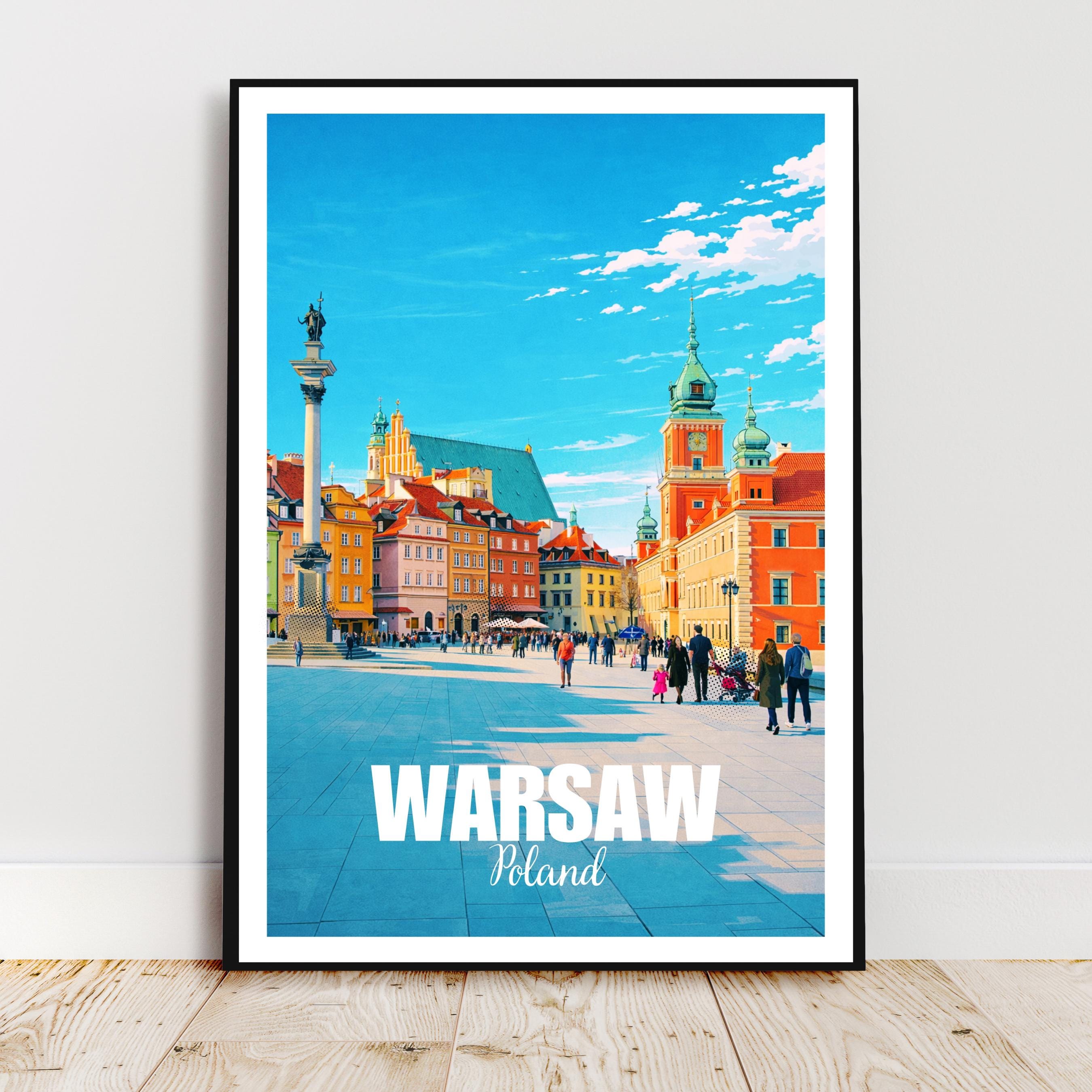Affiche voyage - Varsovie, Pologne, Europe, Vielle Ville - art moderne, impression, poster