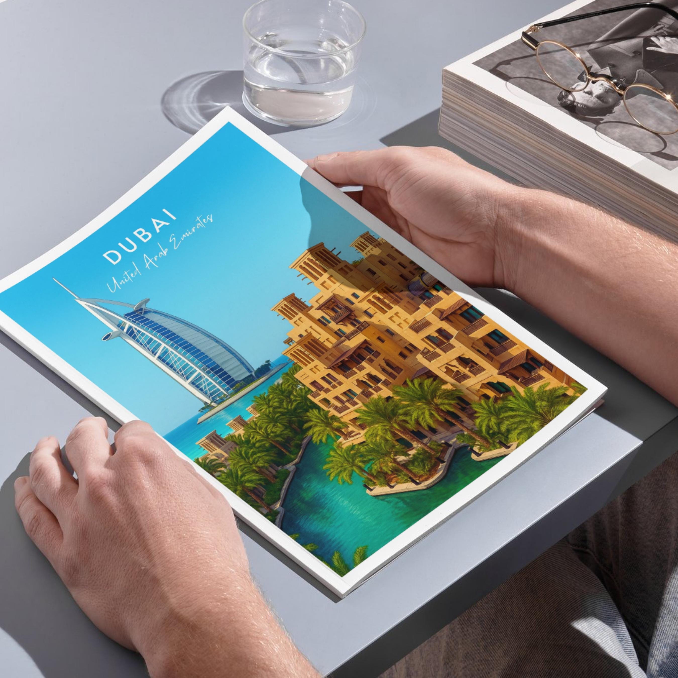Affiche voyage - Dubaï, Emirats Arabes Unis, Moyen Orient, Burj Al Arab - art moderne, impression, poster