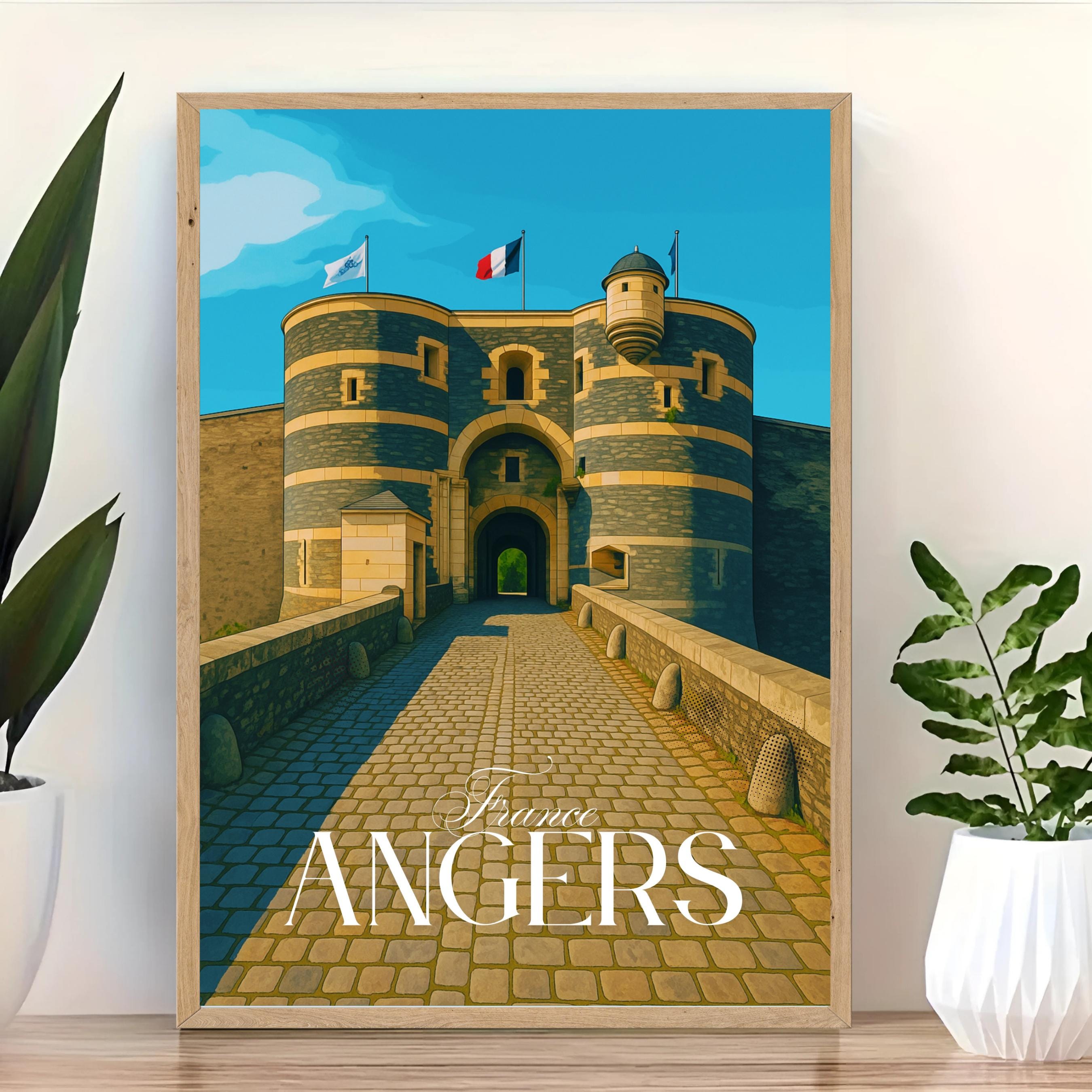 Affiche voyage - Angers, Pays de la Loire, France, Château - art moderne, impression, poster
