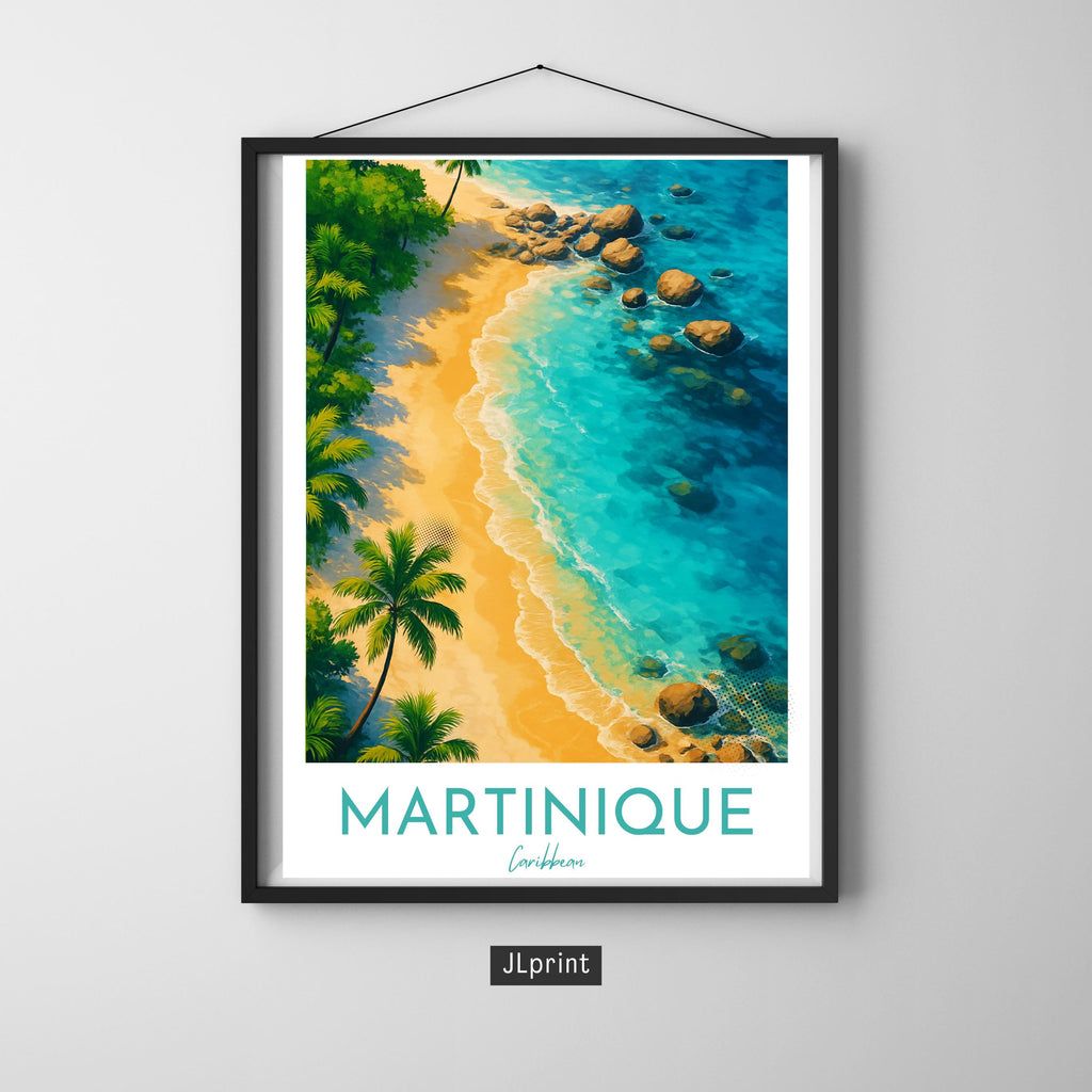 Affiche voyage - Martinique, Antilles, Caraïbes, Plage - art moderne, impression, poster