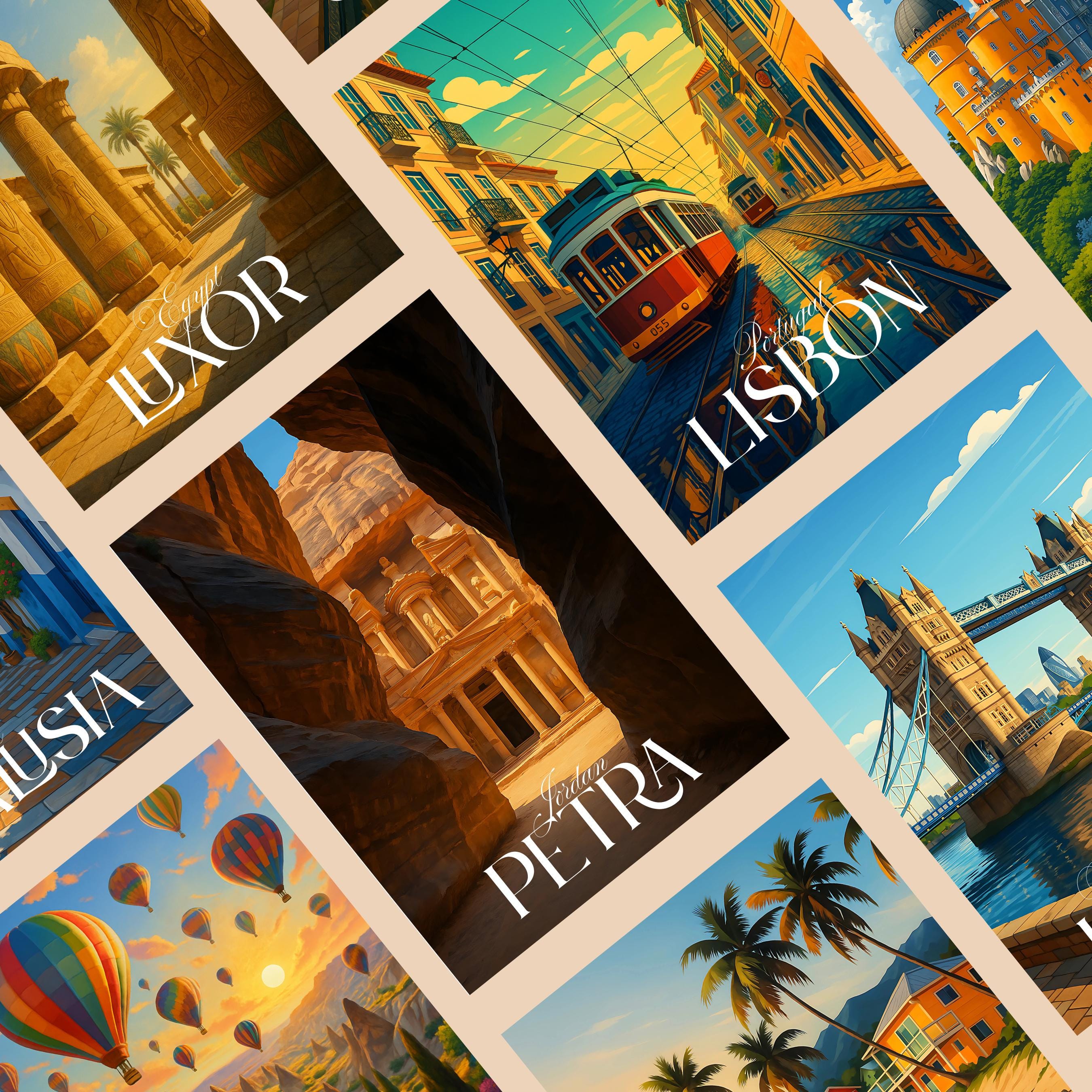 Affiche voyage - Petra, Jordanie, Moyen Orient, Unesco - art moderne, impression, poster