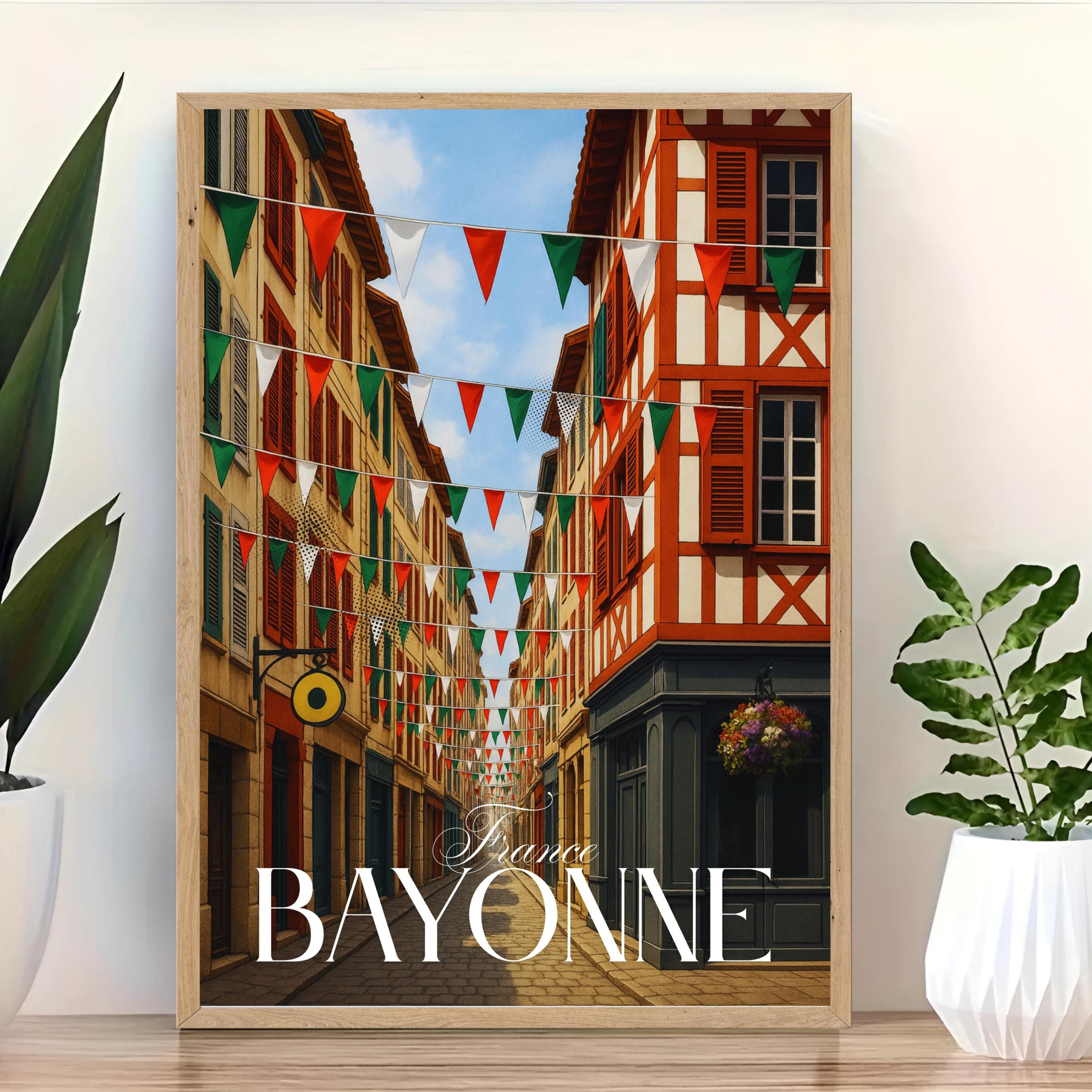 Affiche voyage - Bayonne, Pays Basque, France, Feria - art moderne, impression, poster