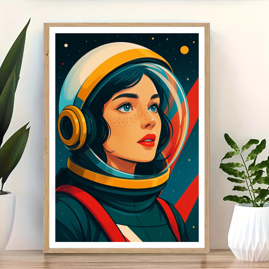 Affiche art - Femme, Astronaute, Cosmonaute, Espace - art moderne, impression, poster