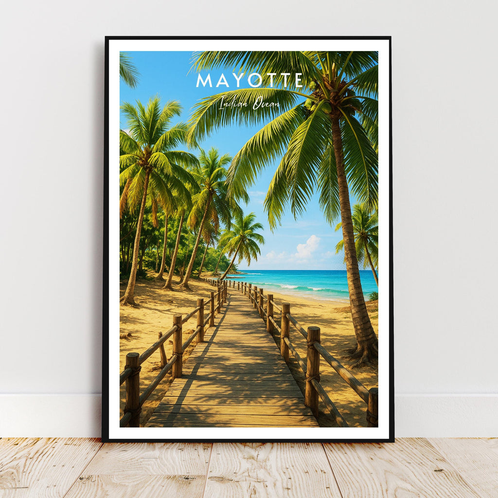 Affiche voyage - Mayotte, Océan Indien, Afrique, Plage - art moderne, impression, poster