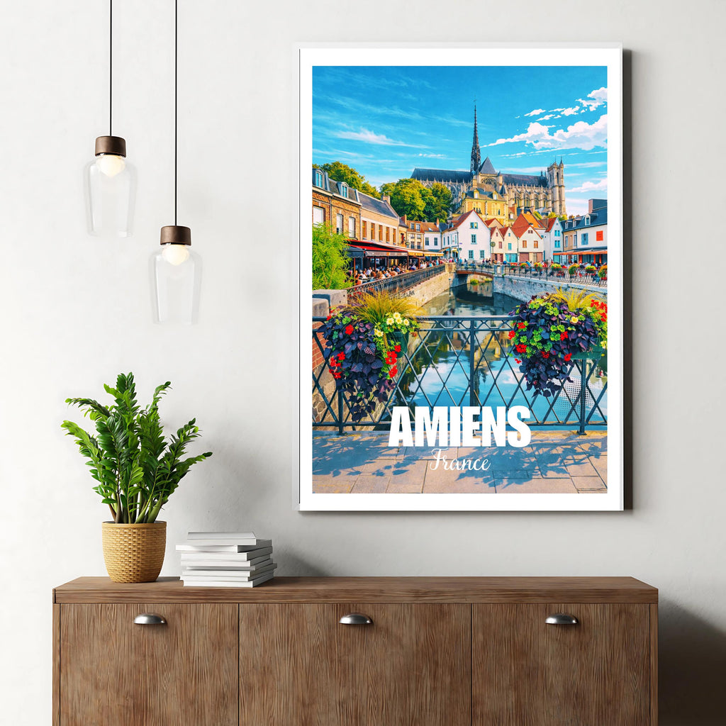 Affiche voyage - Amiens, Picardie, France, Cathédrale Notre-Dame - art moderne, impression, poster