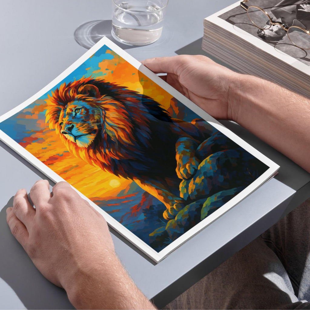 Affiche animaux - Lion, Félin, Savane, Animal Sauvage - art moderne, impression, poster