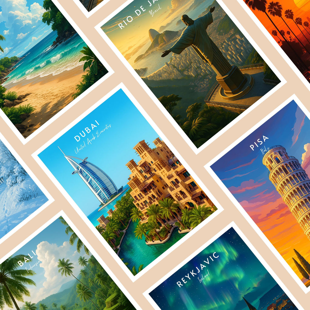Affiche voyage - Dubaï, Emirats Arabes Unis, Moyen Orient, Burj Al Arab - art moderne, impression, poster