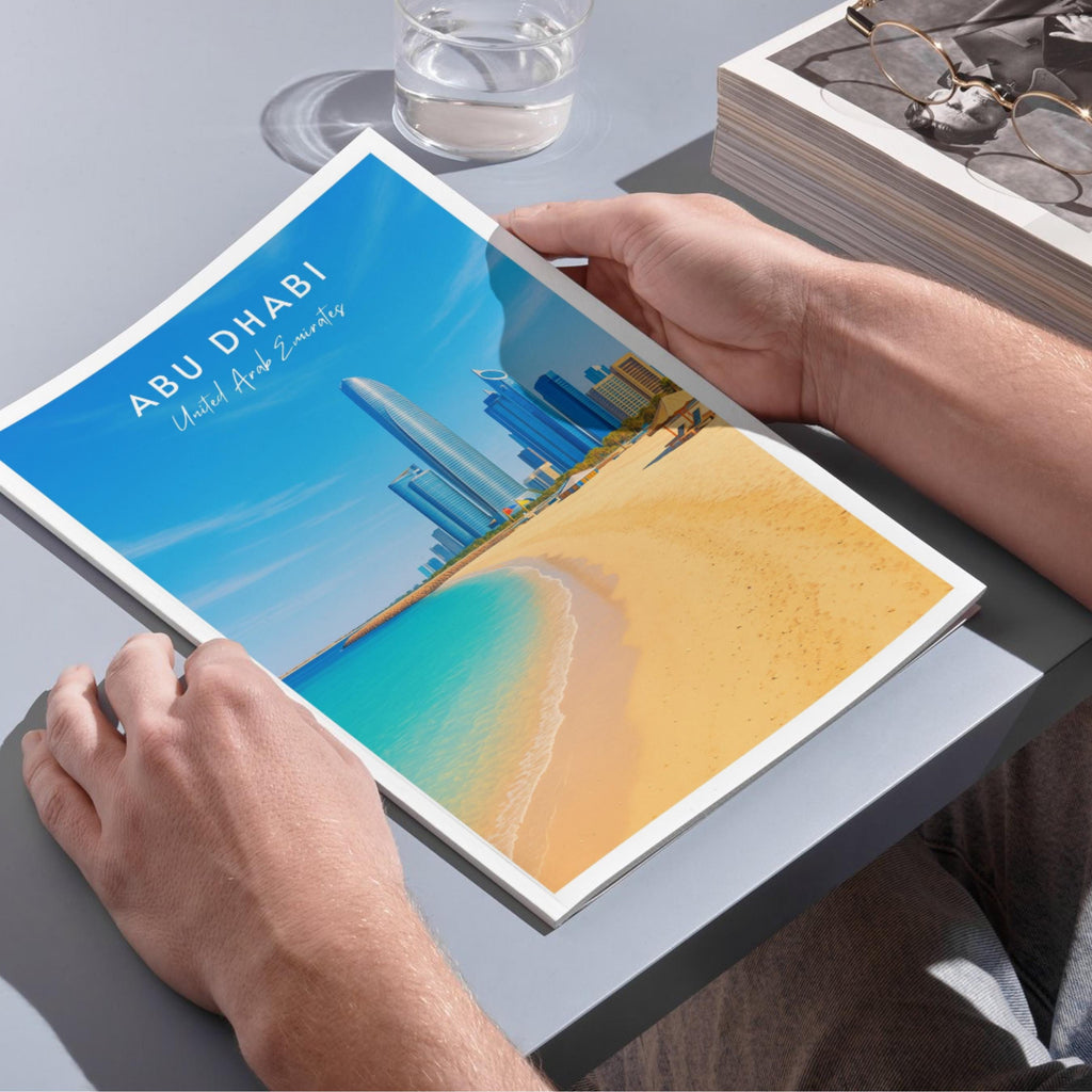Affiche voyage - Abou Dabi, Emirats Arabes Unis, Moyen Orient, Asie - art moderne, impression, poster