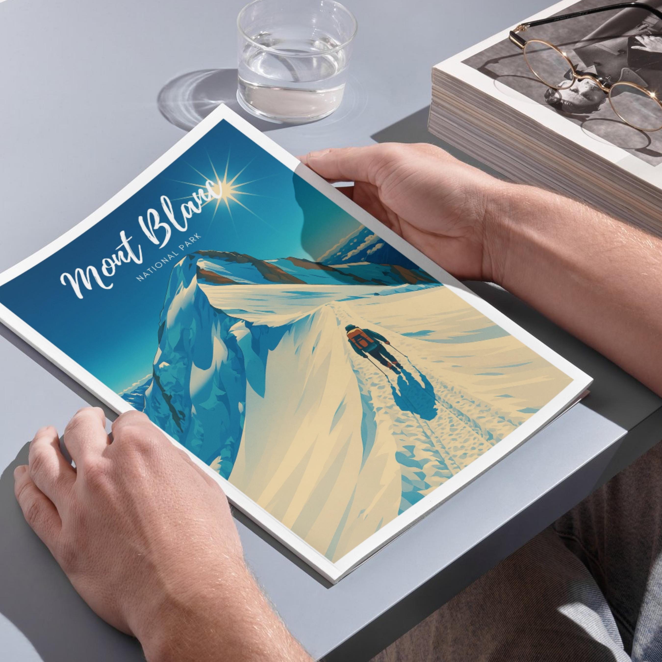 Affiche voyage - Mont Blanc, Parc National, Alpes, Montagne - art moderne, impression, poster