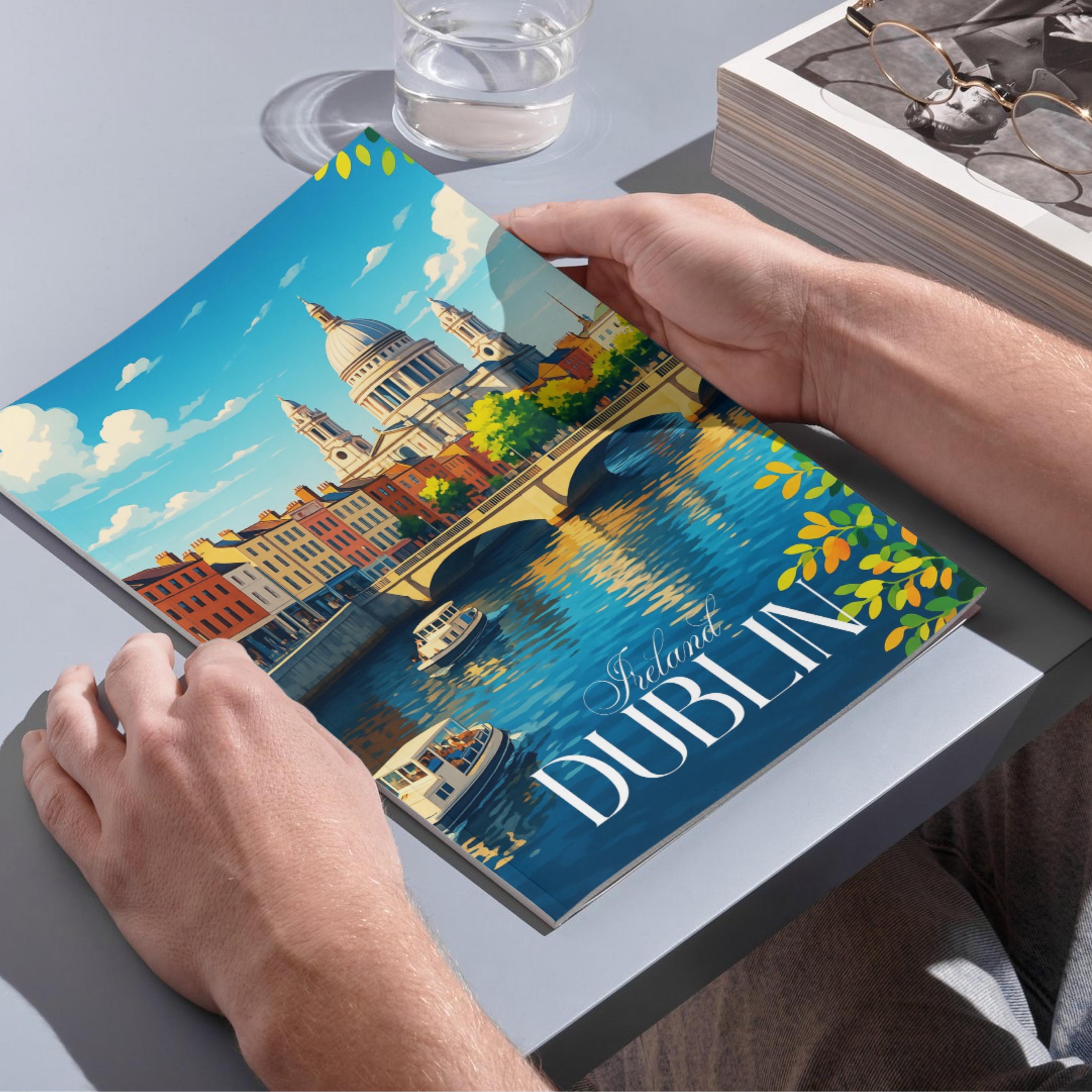 Affiche voyage - Dublin, Irlande, Europe, Liffey - art moderne, impression, poster