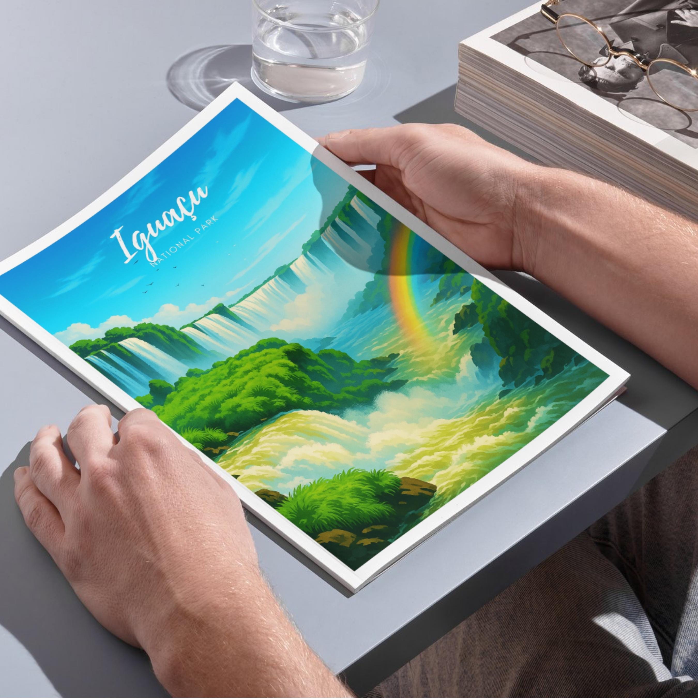 Affiche voyage - Iguazú, Parc National, Argentine, Bresil - art moderne, impression, poster
