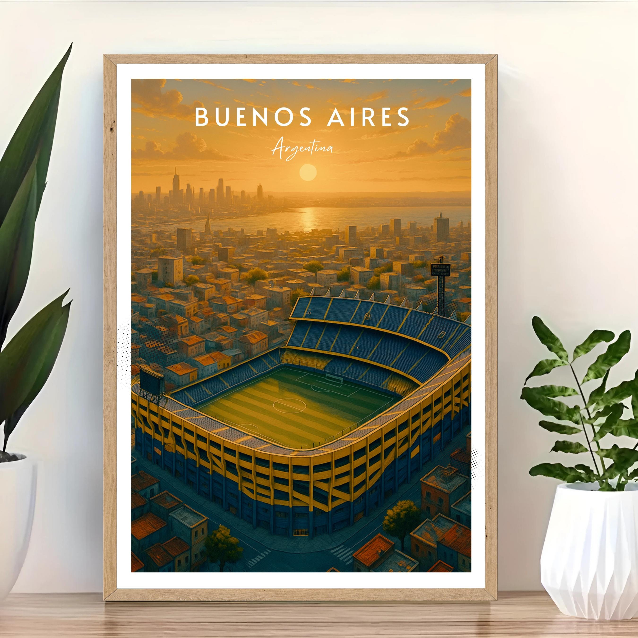 Affiche sport - Football, Buenos Aires, Argentine, Stade Bombonera - art moderne, impression, poster