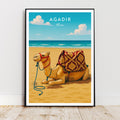 Affiche voyage - Agadir, Maroc, Maghreb, Dromadaire - art moderne, impression, poster