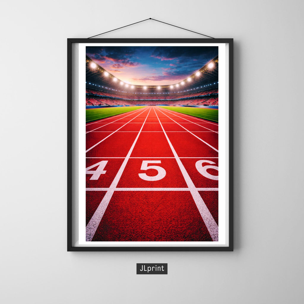 Affiche sport - Athlétisme, Course, Piste, Stade - art moderne, impression, poster
