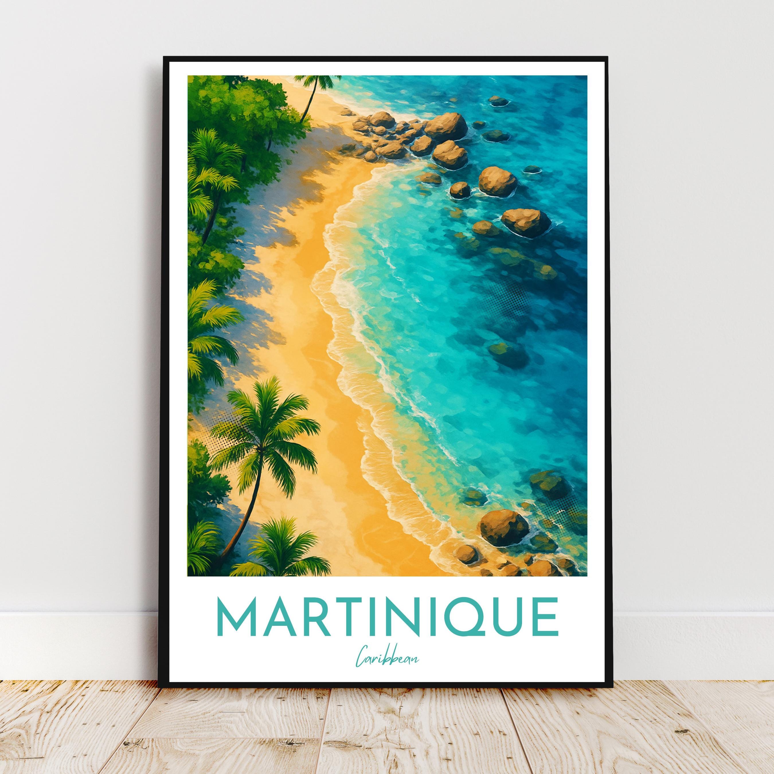 Affiche voyage - Martinique, Antilles, Caraïbes, Plage - art moderne, impression, poster
