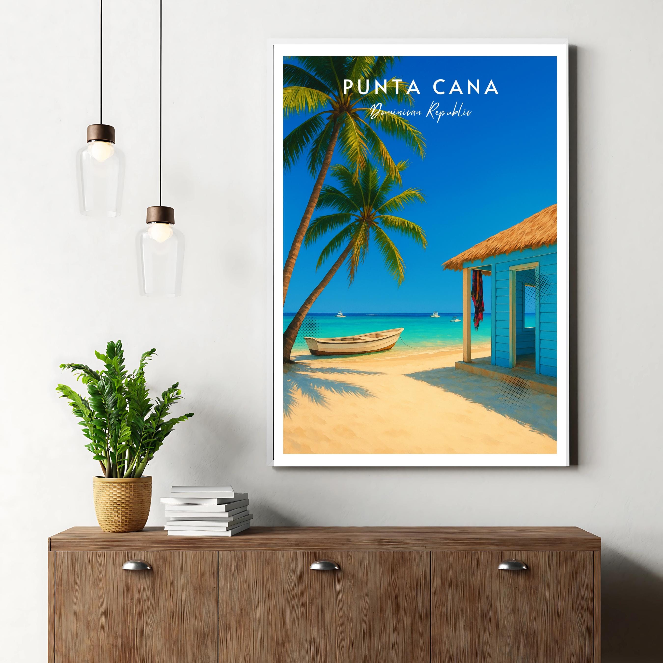 Affiche voyage - Punta Cana, République Dominicaine, Caraïbes, Plage - art moderne, impression, poster