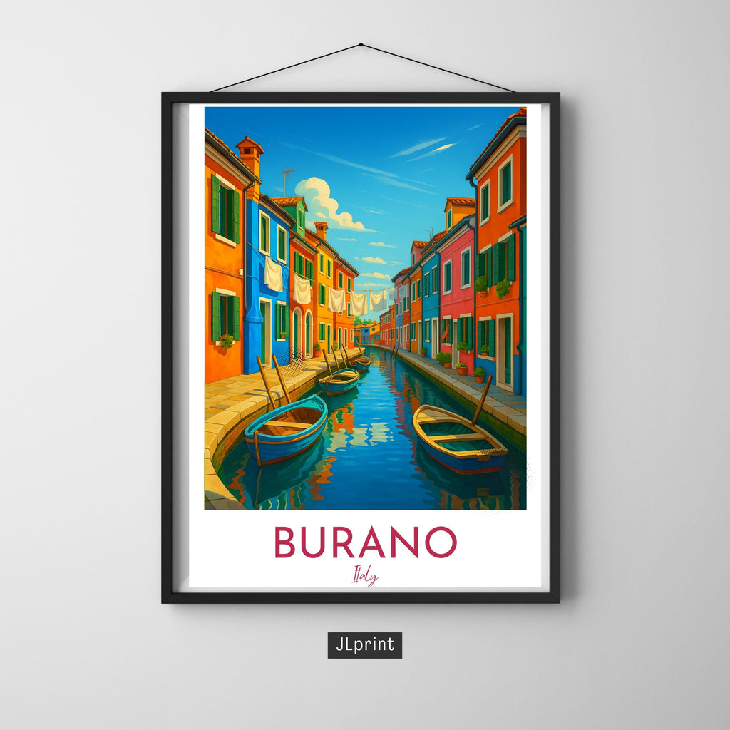 Affiche voyage - Burano, Vénétie, Italie, Canaux - moderne, impression, poster