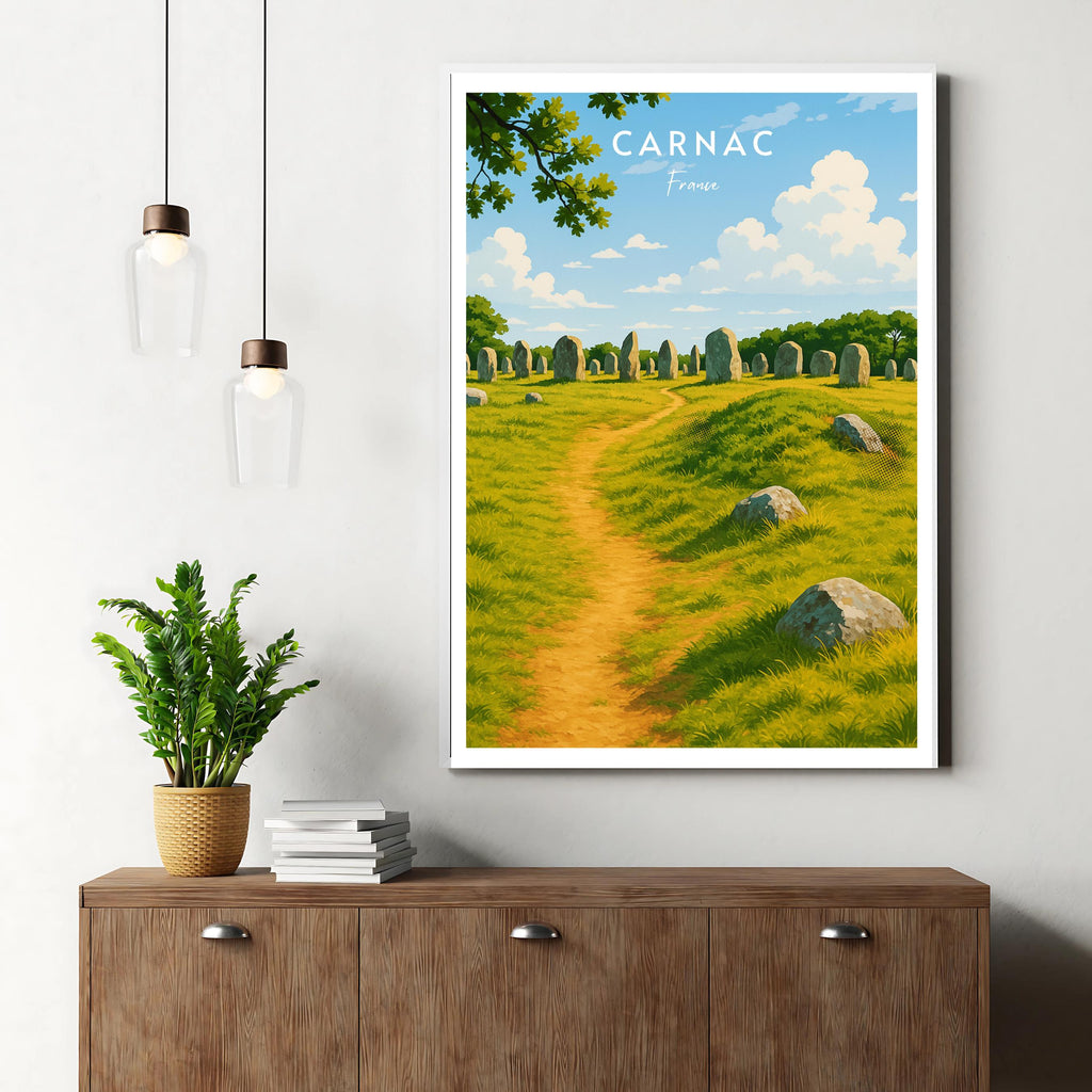 Affiche voyage - Carnac, Bretagne, France, Alignements de Carnac - art moderne, impression, poster