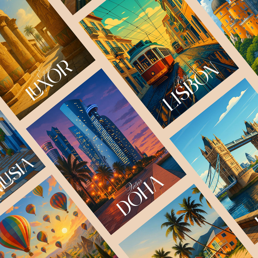 Affiche voyage - Doha, Qatar, Moyen Orient, Asie - art moderne, impression, poster