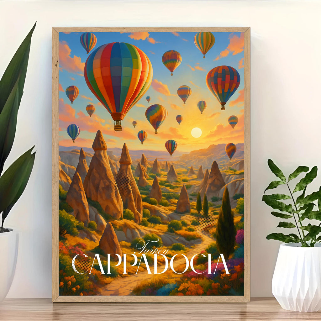 Affiche voyage - Cappadoce, Anatolie, Turquie, Love Valley - art moderne, impression, poster