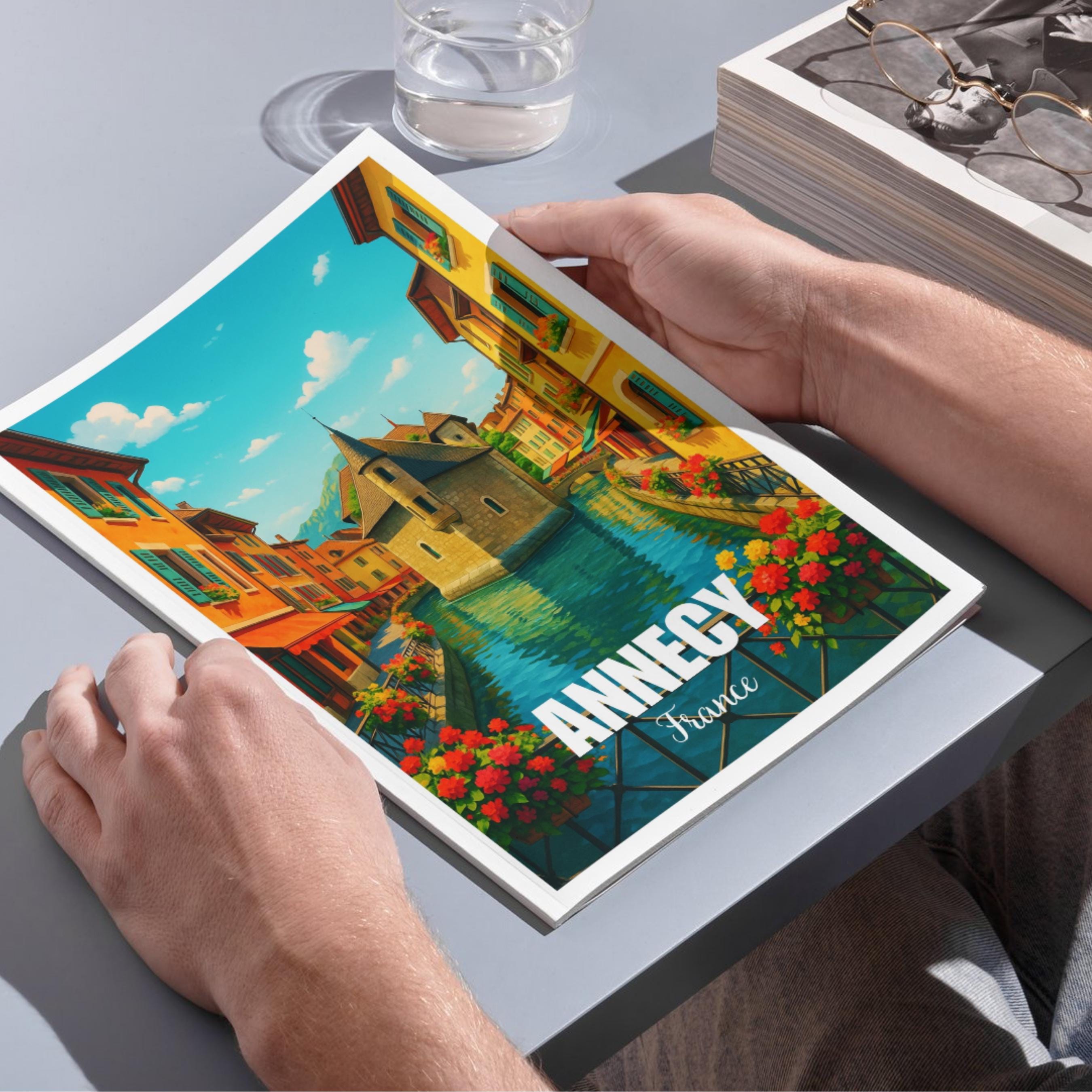 Affiche voyage - Annecy, Alpes, France, Lac Annecy - art moderne, impression, poster