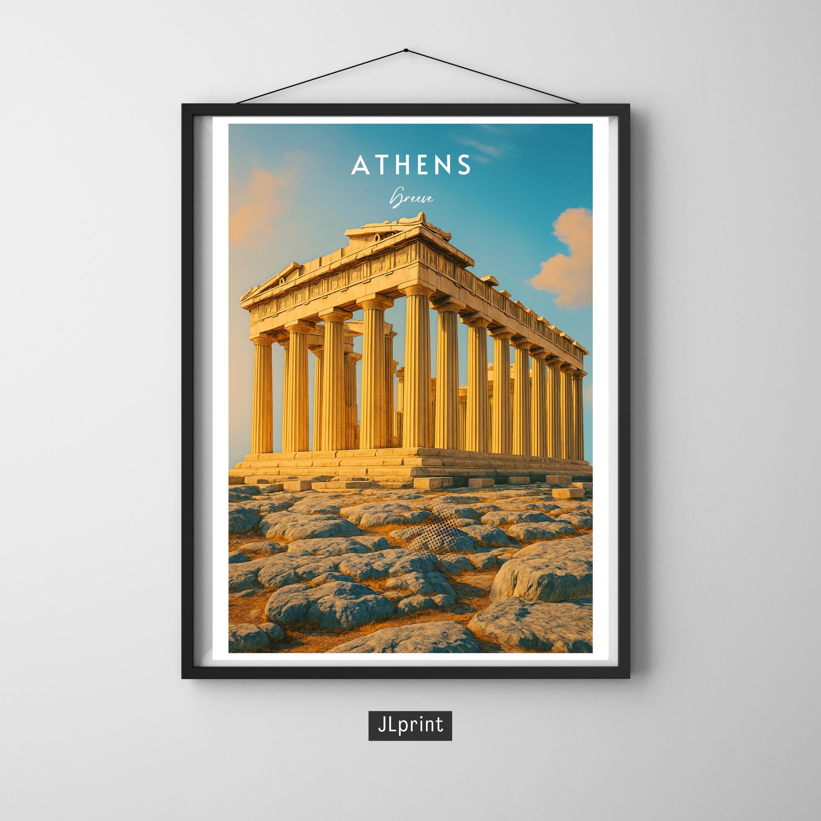 Affiche voyage - Athènes, Grèce, Parthénon, Acropole - art moderne, impression, poster