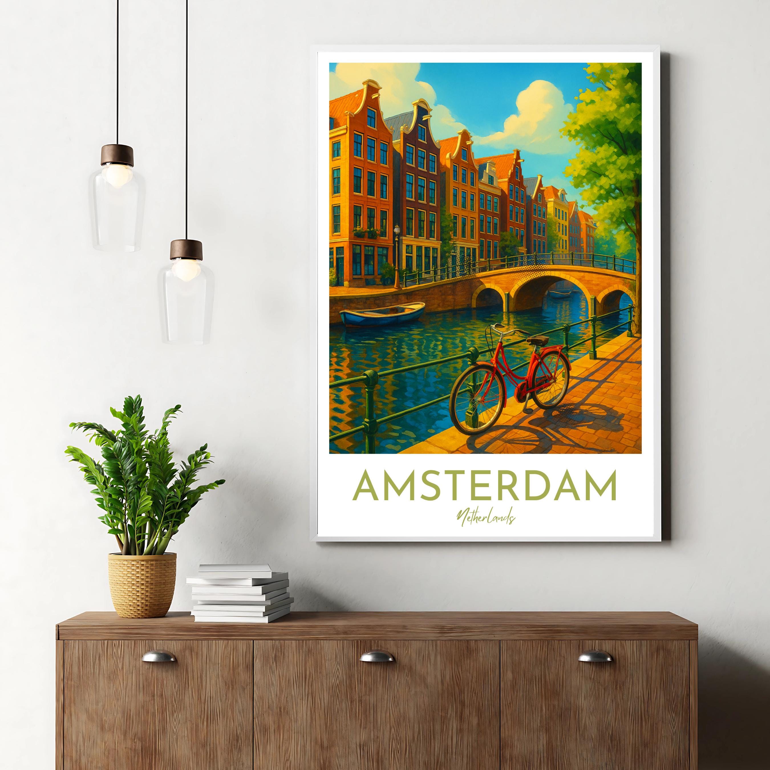 Affiche voyage - Amsterdam, Hollande, Pays-Bas, Amstel - art moderne, impression, poster