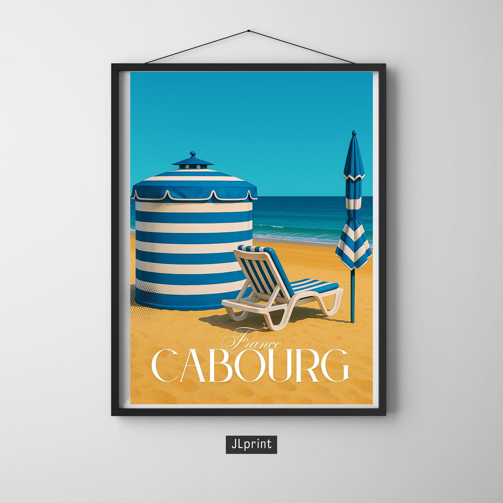 Affiche voyage - Cabourg, Normandie, France, Plage - art moderne, impression, poster
