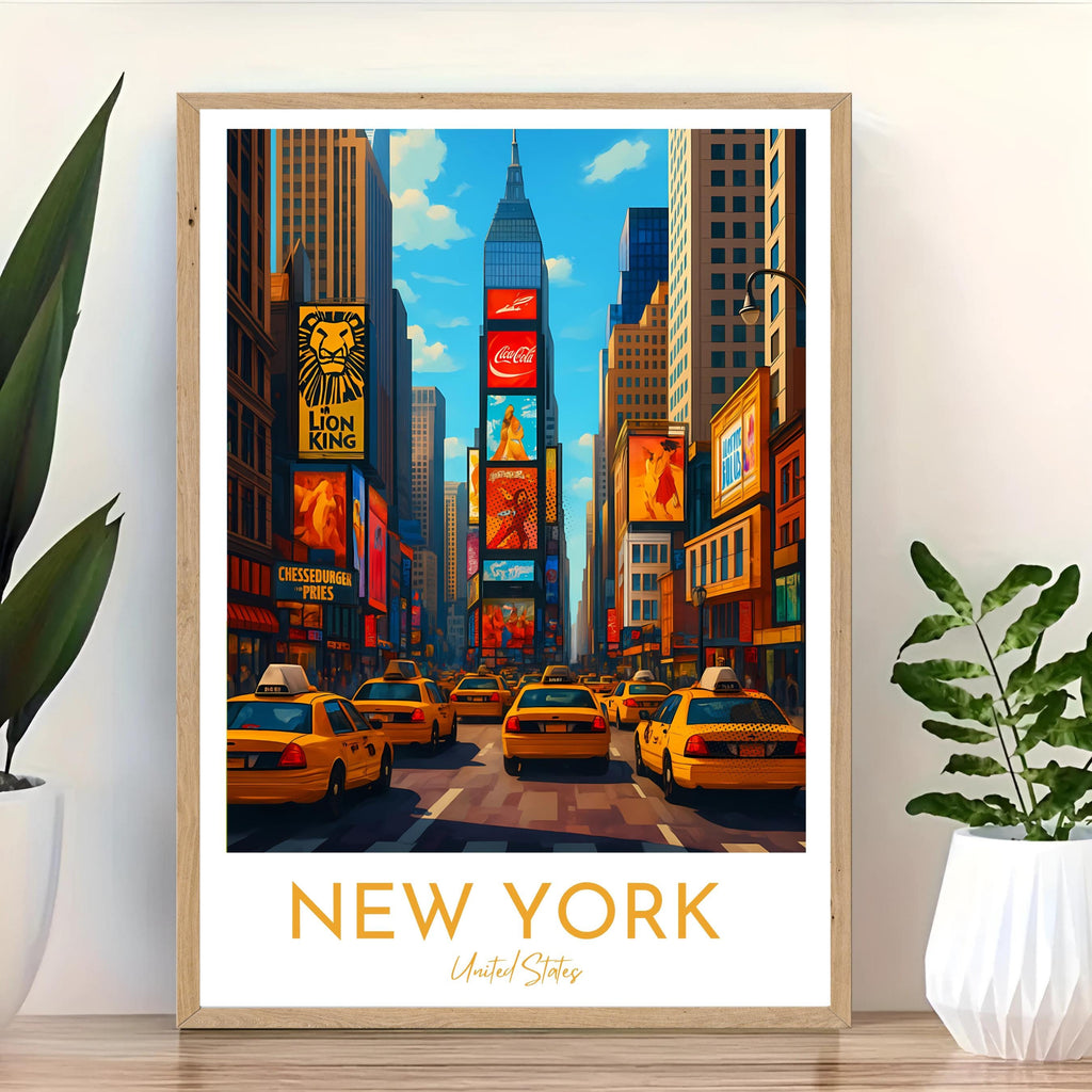 Affiche voyage - New York City, USA, Amérique, Times Square - art moderne, impression, poster