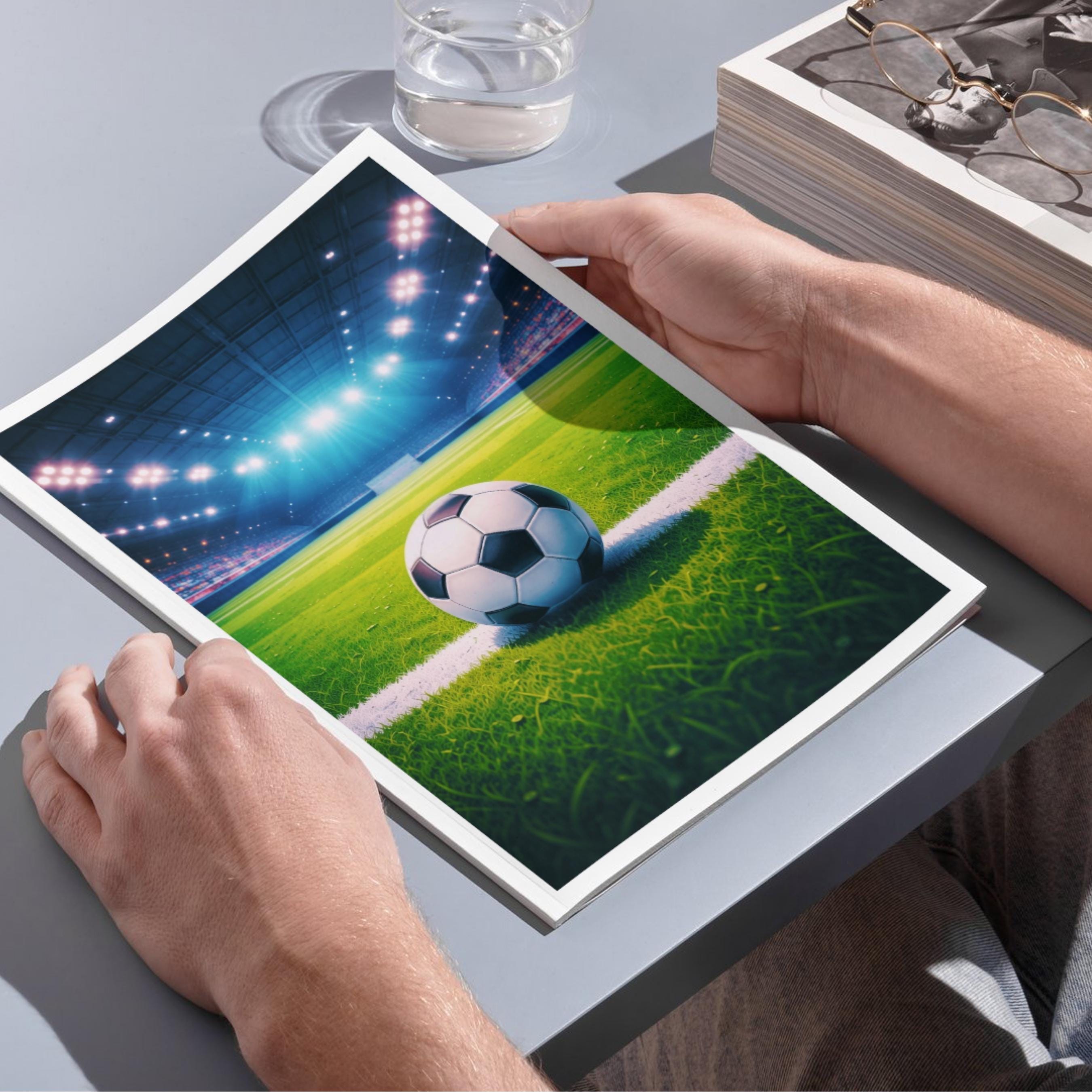 Affiche sport - Football, Foot, Terrain, Ballon - art moderne, impression, poster