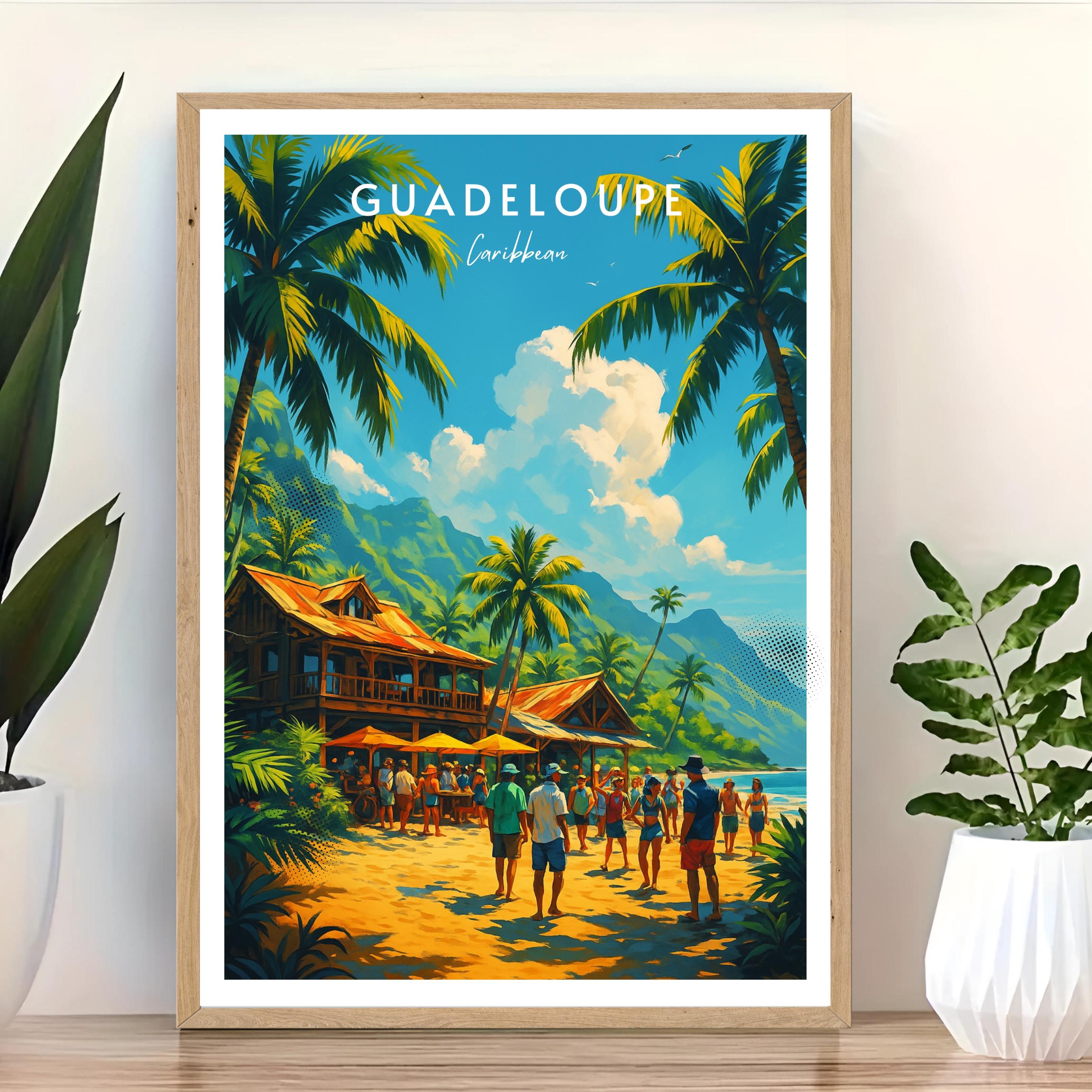 Affiche voyage - Guadeloupe, Outre-Mer, Antilles, Caraïbes - art moderne, impression, poster
