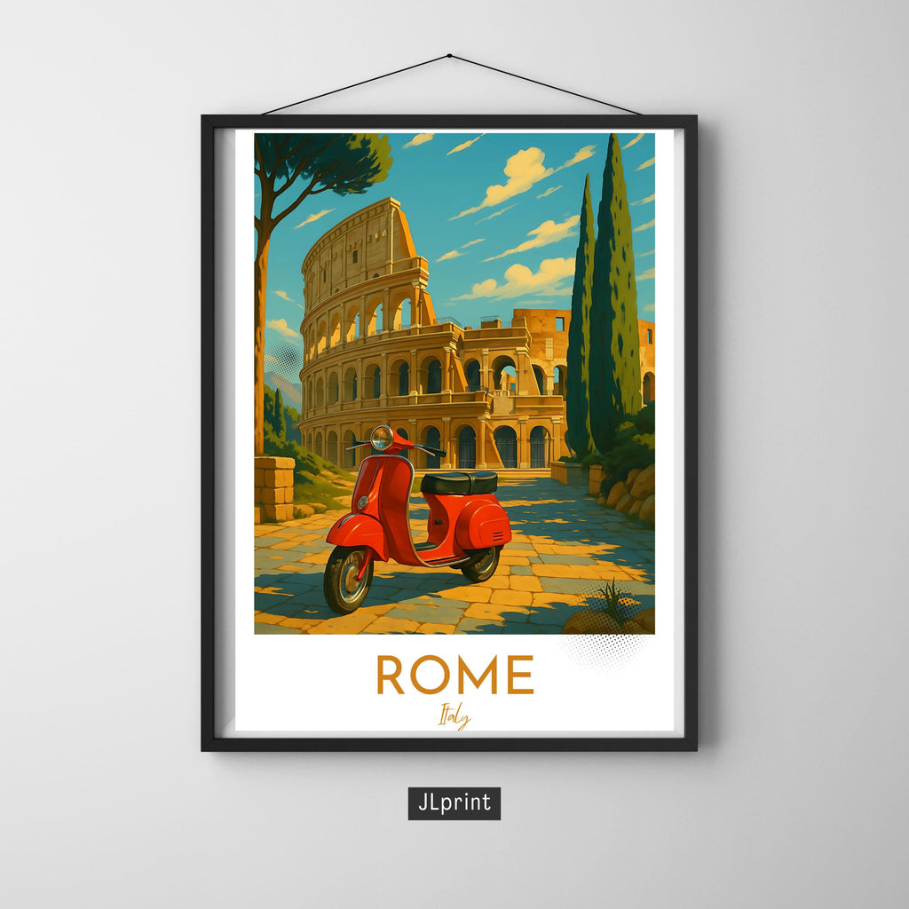 Affiche voyage - Rome, Latium, Italie, Colisée - art moderne, impression, poster