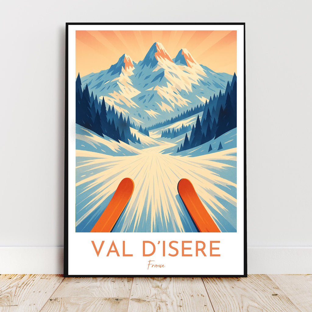 Affiche voyage - Val d’Isère, Alpes, France, Ski - art moderne, impression, poster