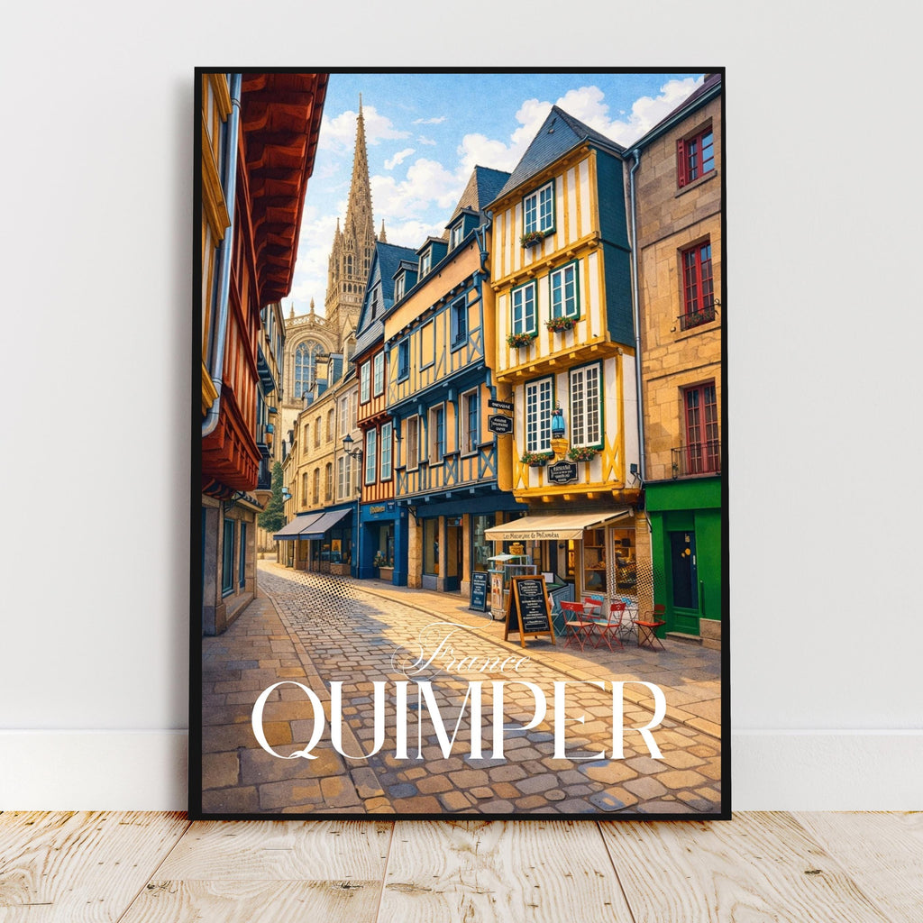 Affiche voyage - Quimper, Bretagne, France, Vielle Ville - art moderne, impression, poster
