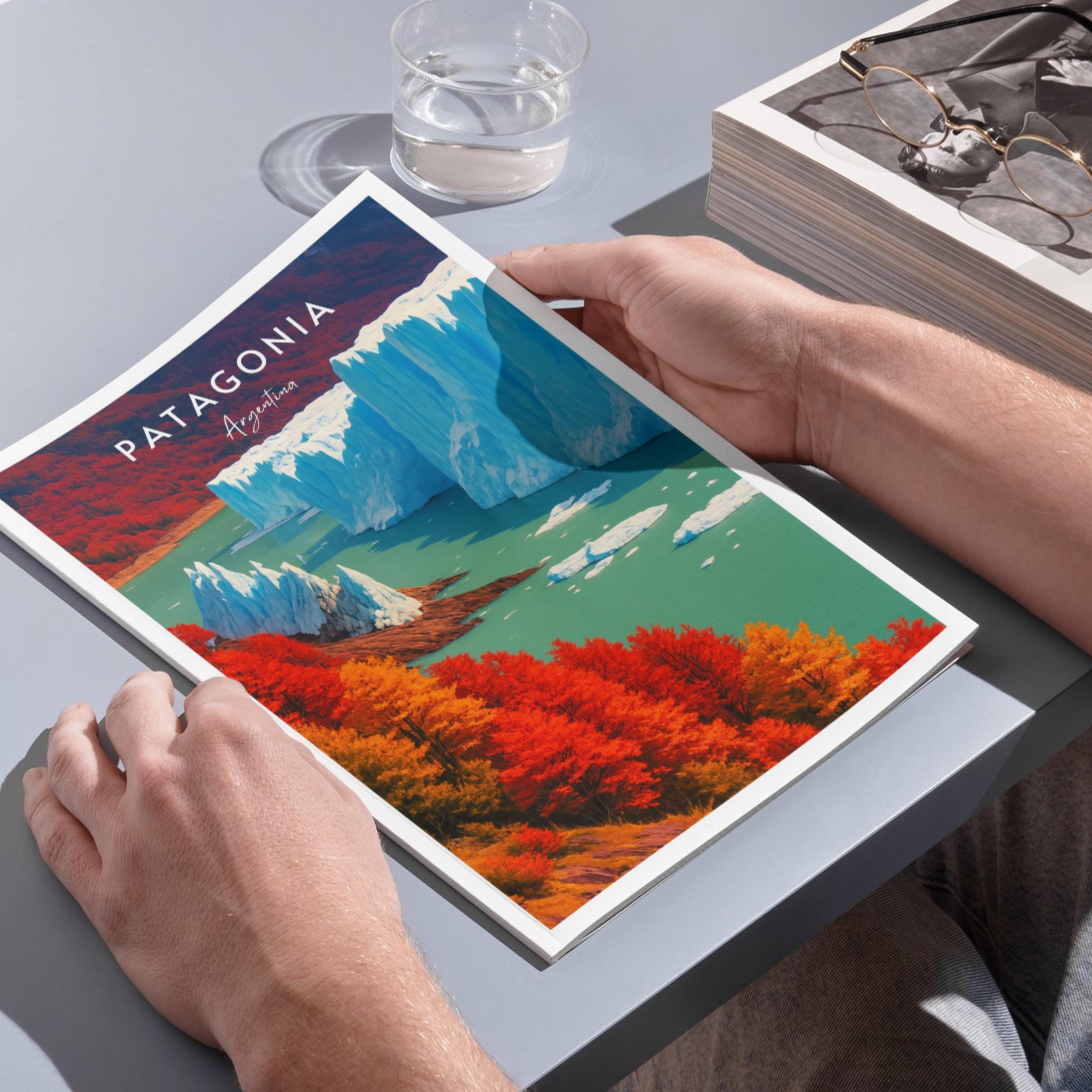 Affiche voyage - Patagonie, Argentine, Amerique, Glacier Perito Moreno - art moderne, impression, poster
