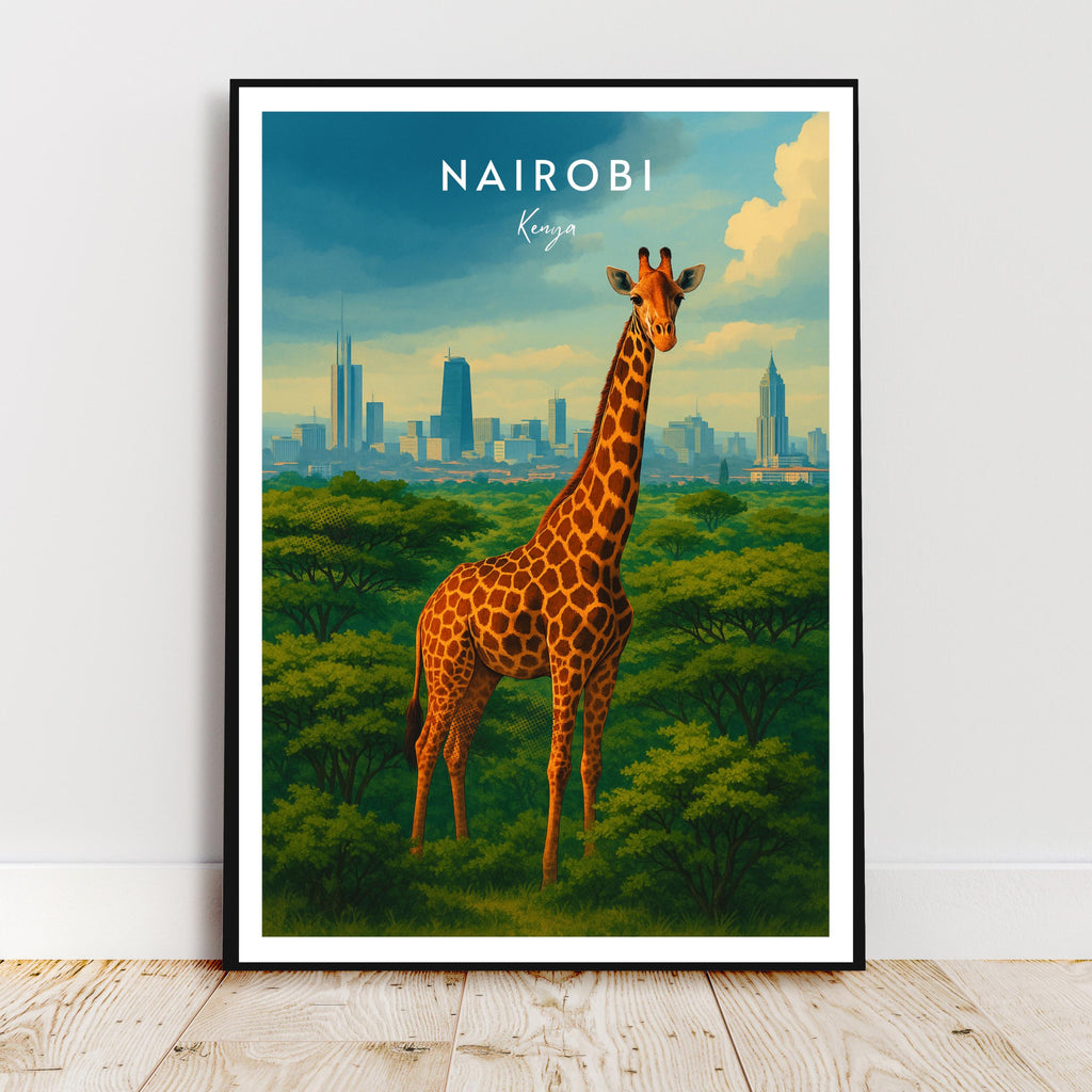 Affiche voyage - Nairobi, Kenya, Afrique, Girafe - art moderne, impression, poster