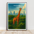 Affiche voyage - Nairobi, Kenya, Afrique, Girafe - art moderne, impression, poster