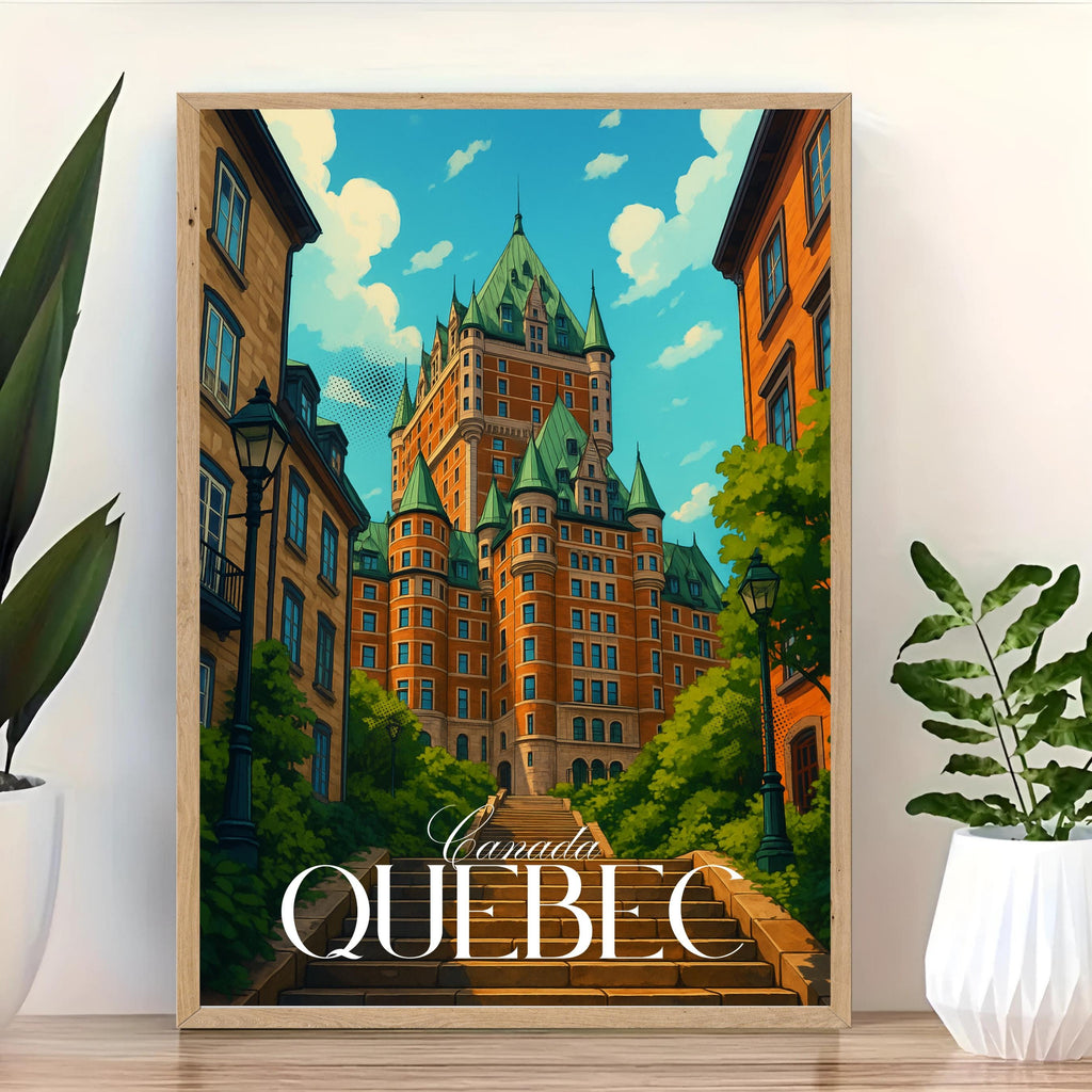 Affiche voyage - Quebec, Canada, Amerique, Chateau Frontenac - art moderne, impression, poster