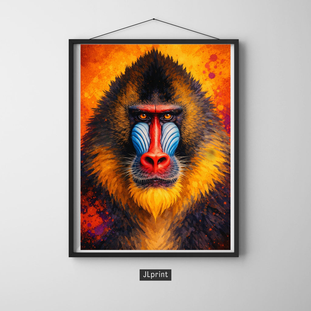 Affiche animaux - Mandrill, Singe, Savane, Afrique - art moderne, impression, poster