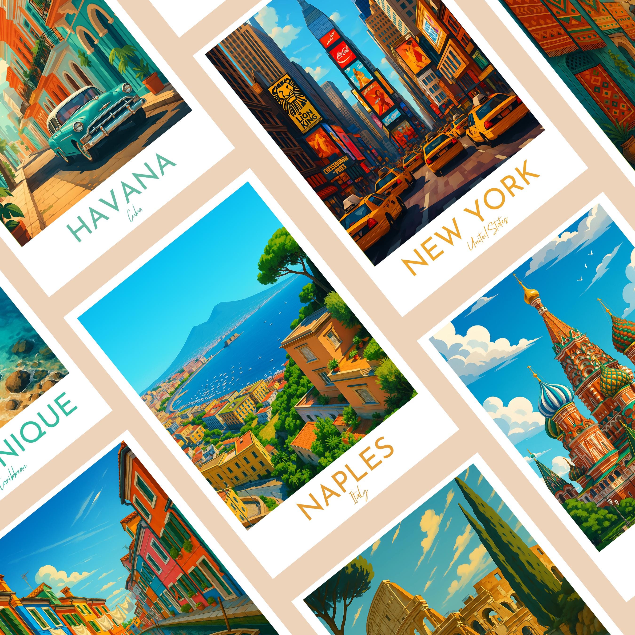 Affiche voyage - Naples, Campanie, Italie, Vésuve - art moderne, impression, poster