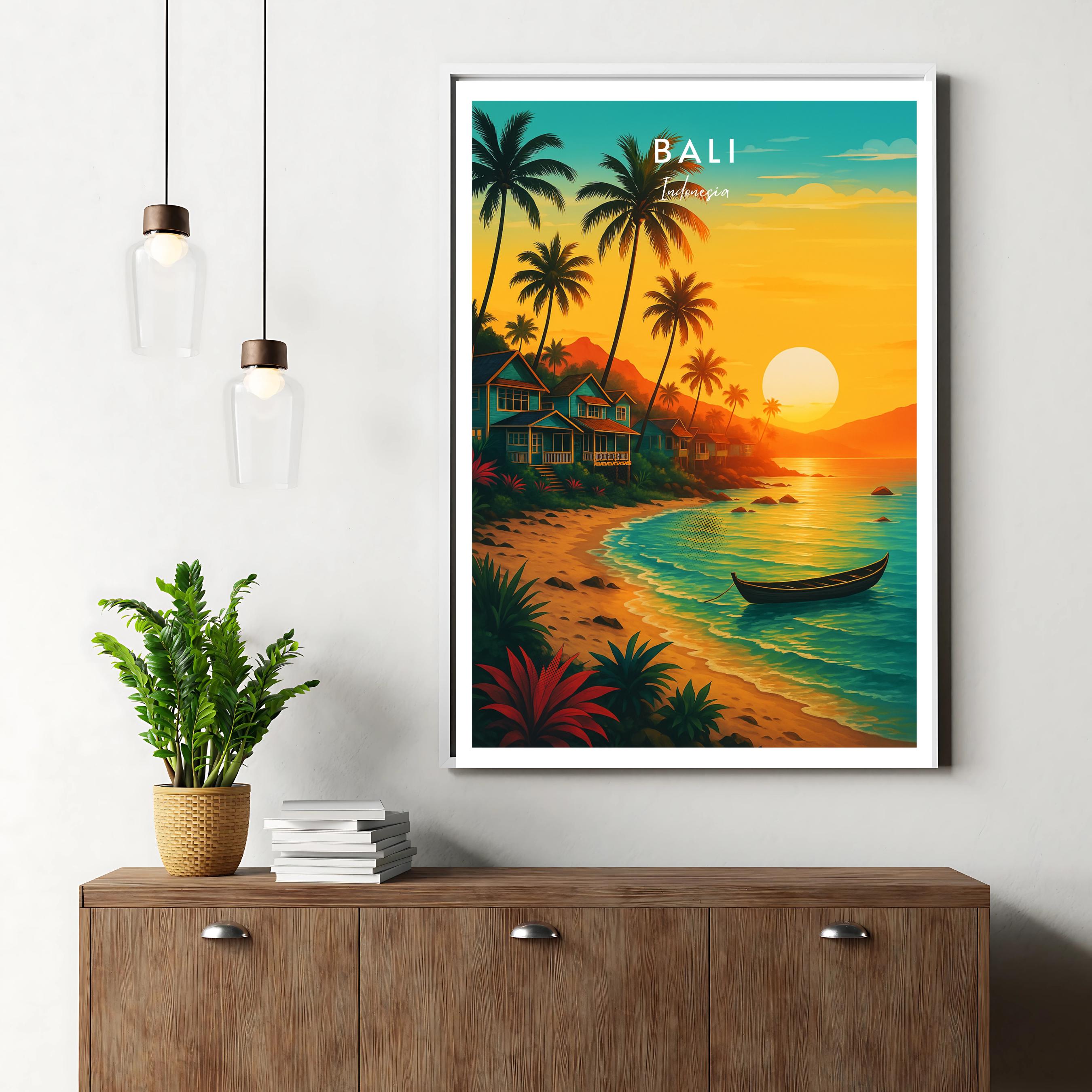 Affiche voyage - Bali, Indonésie, Asie, Plage - art moderne, impression, poster