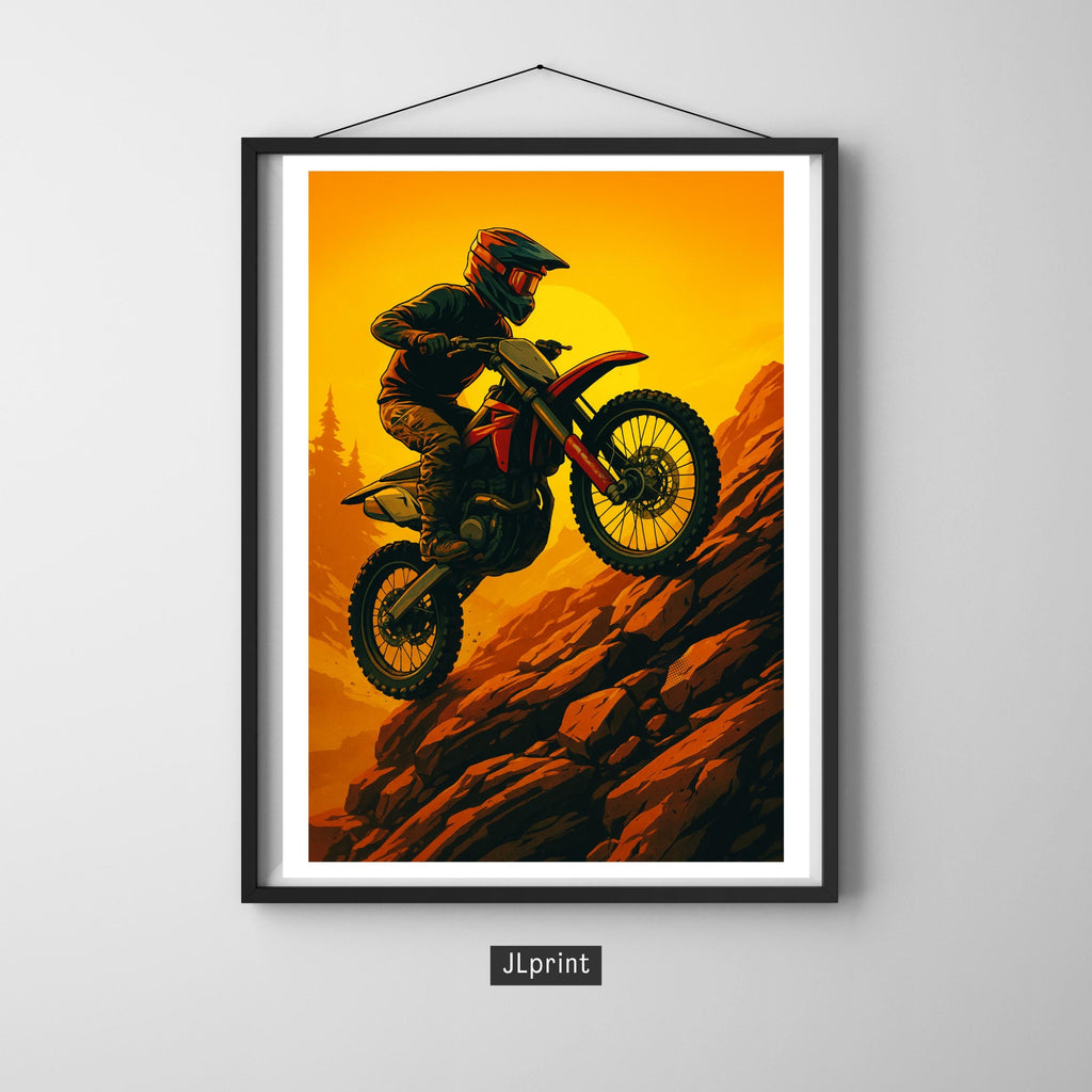 Affiche sport - Motocross, Course, Pilote, Extreme - art moderne, impression, poster