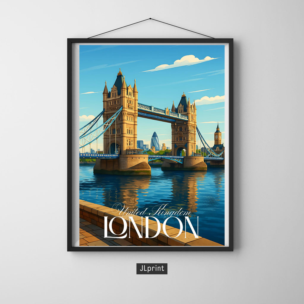 Affiche voyage - Londres, Angleterre, Royaume Uni, Tower Bridge - art moderne, impression, poster