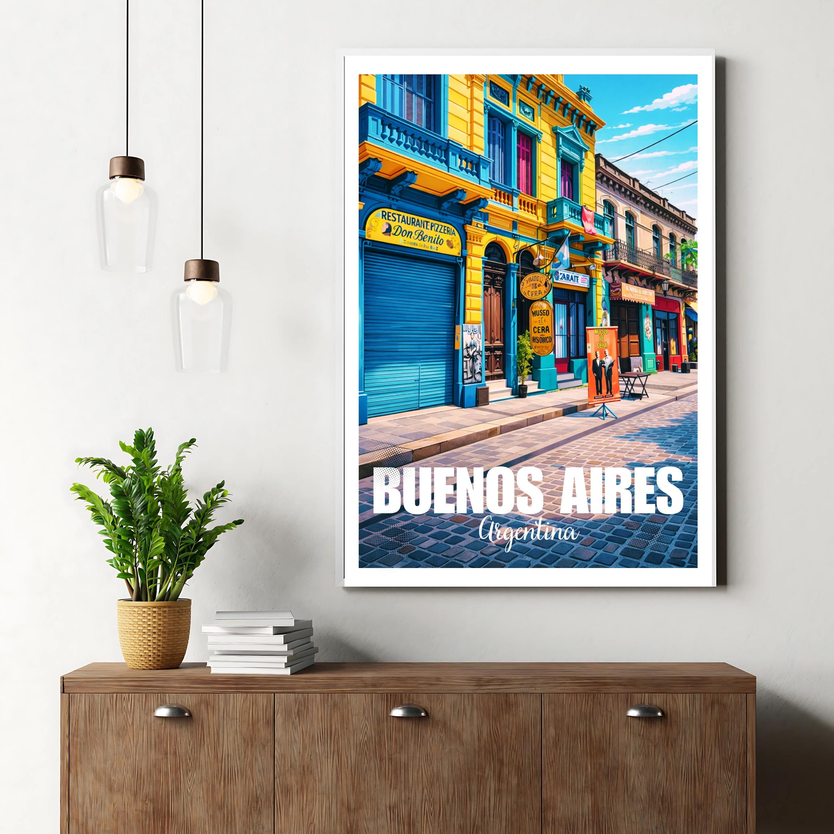 Affiche voyage - Buenos Aires, Argentine, Amérique, Maisons Colorées - art moderne, impression, poster