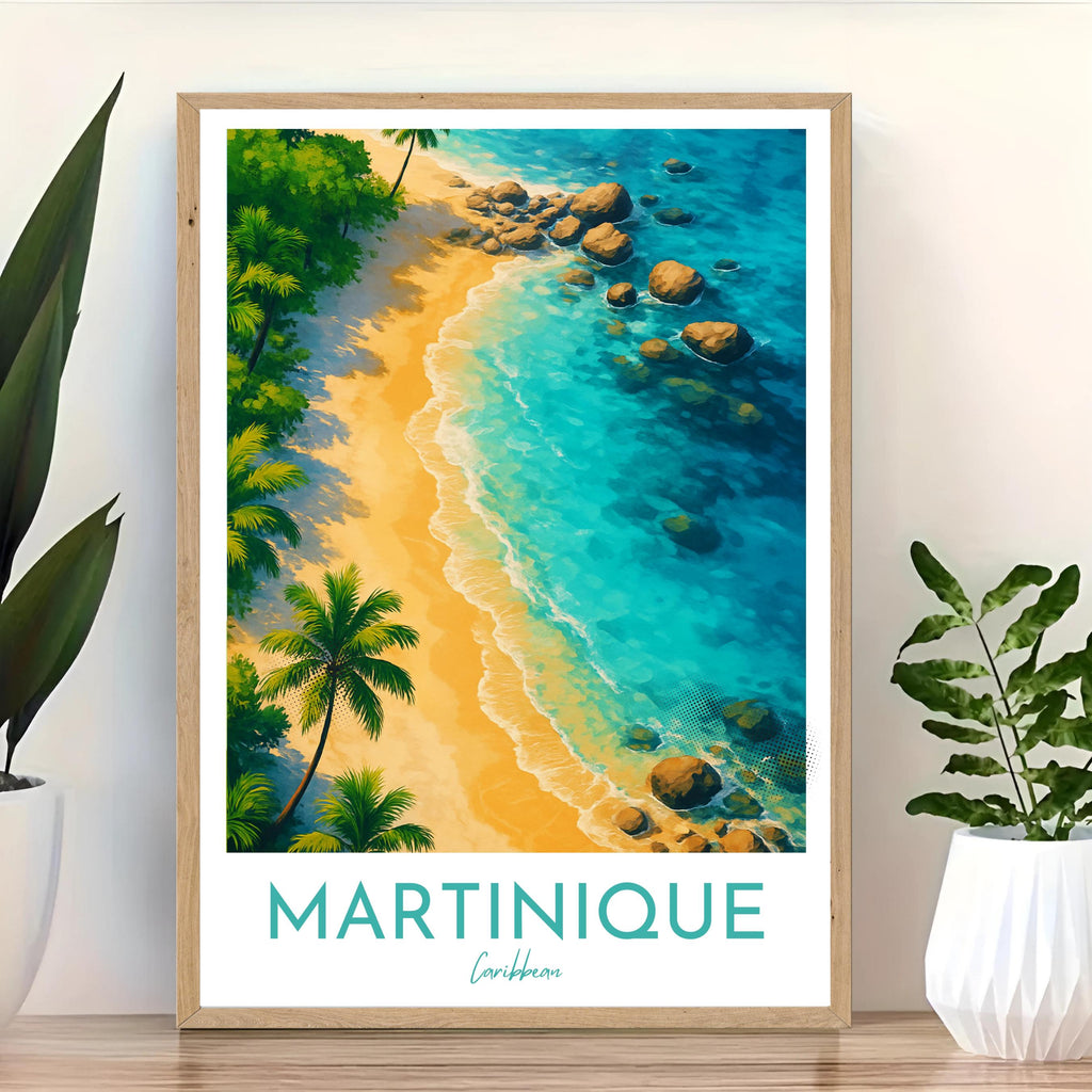 Affiche voyage - Martinique, Antilles, Caraïbes, Plage - art moderne, impression, poster