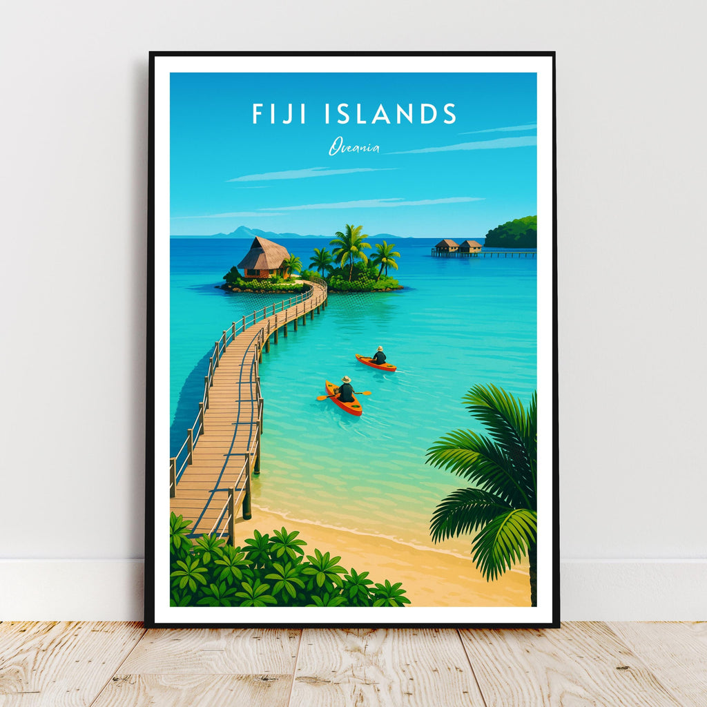 Affiche voyage - Iles Fidji, Oceanie, Ocean Pacifique, Mélanésie - art moderne, impression, poster