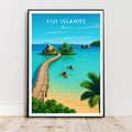 Affiche voyage - Iles Fidji, Oceanie, Ocean Pacifique, Mélanésie - art moderne, impression, poster
